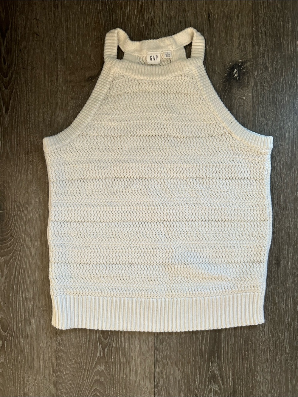 Small Petite GAP White Halter Knit Sweater Tank Top Cotton Blend